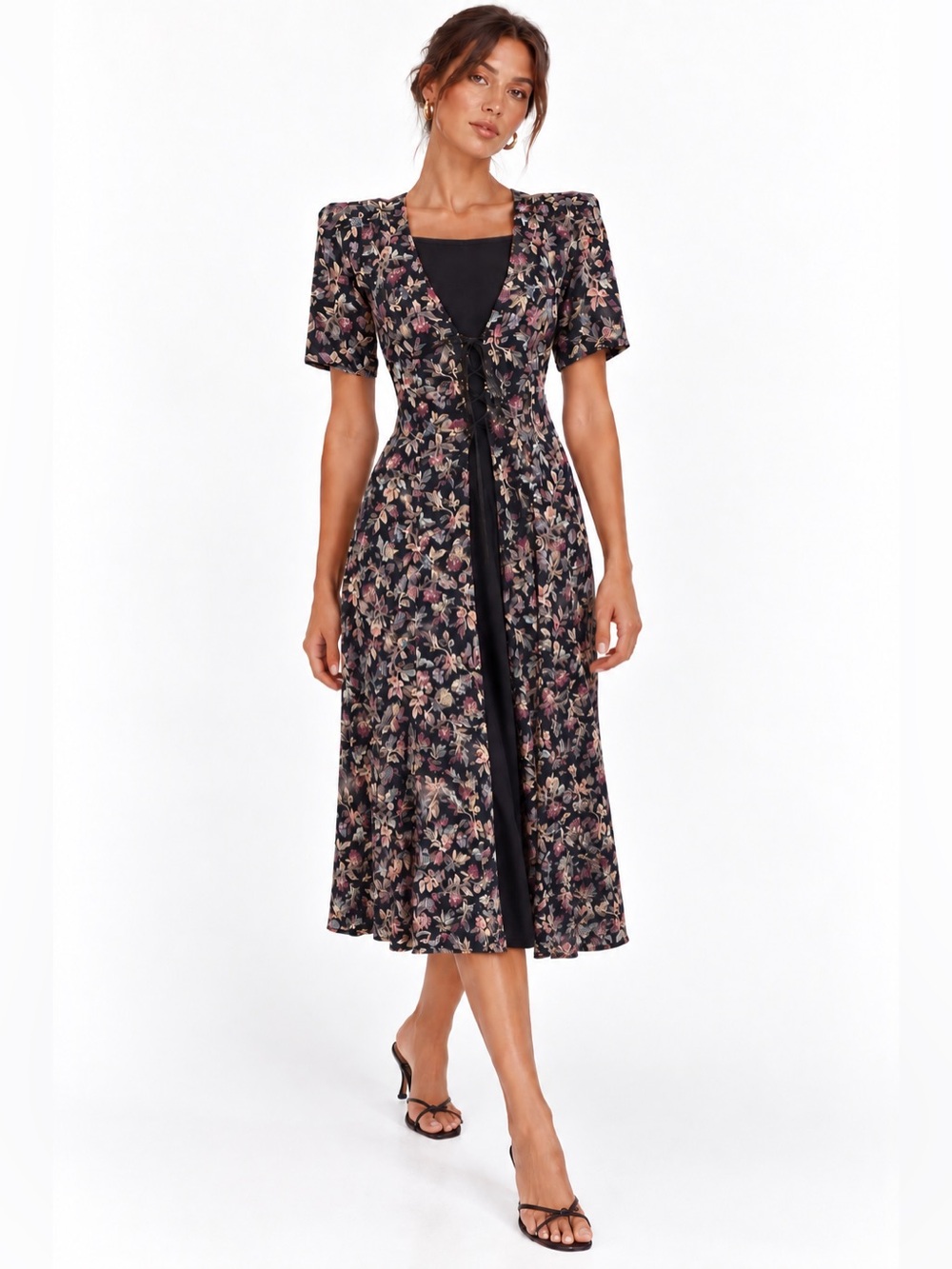 NWT VINTAGE STARINA Cottagecore Floral Midi Floral Dress Size Medium
